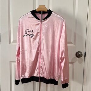 Pink Lady Satin Jacket w/ polka dot necktie - Pink